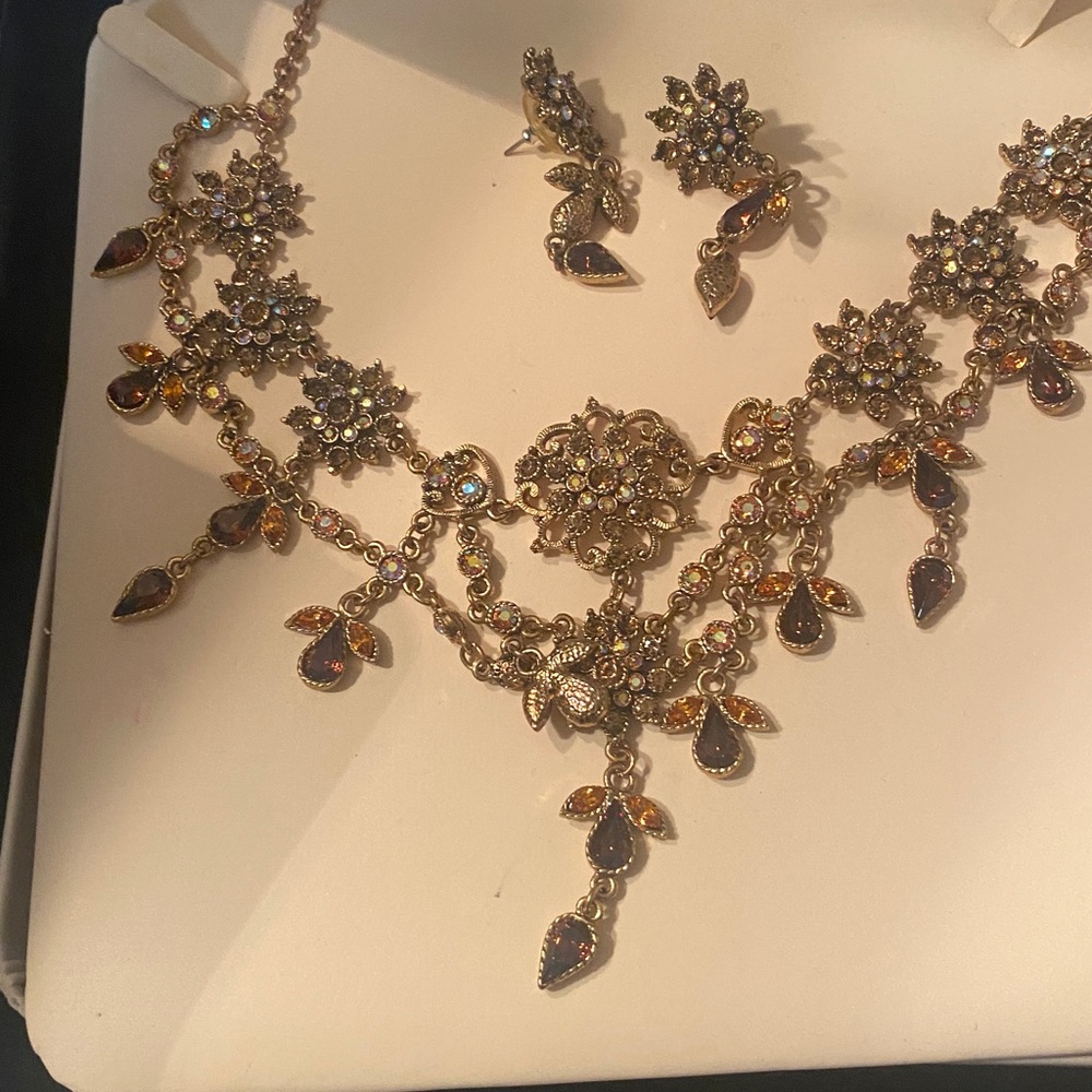 Vintage Aurora Borealis necklace with earrings